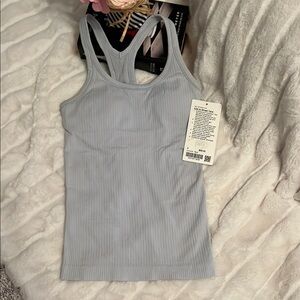 Lululemon Ebb to Street Tank Light Blue Ribbed Tank size 2